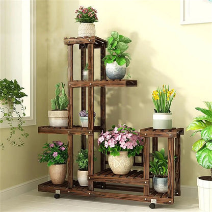 6 Tier Wood Plant Stand Indoor & Outdoor