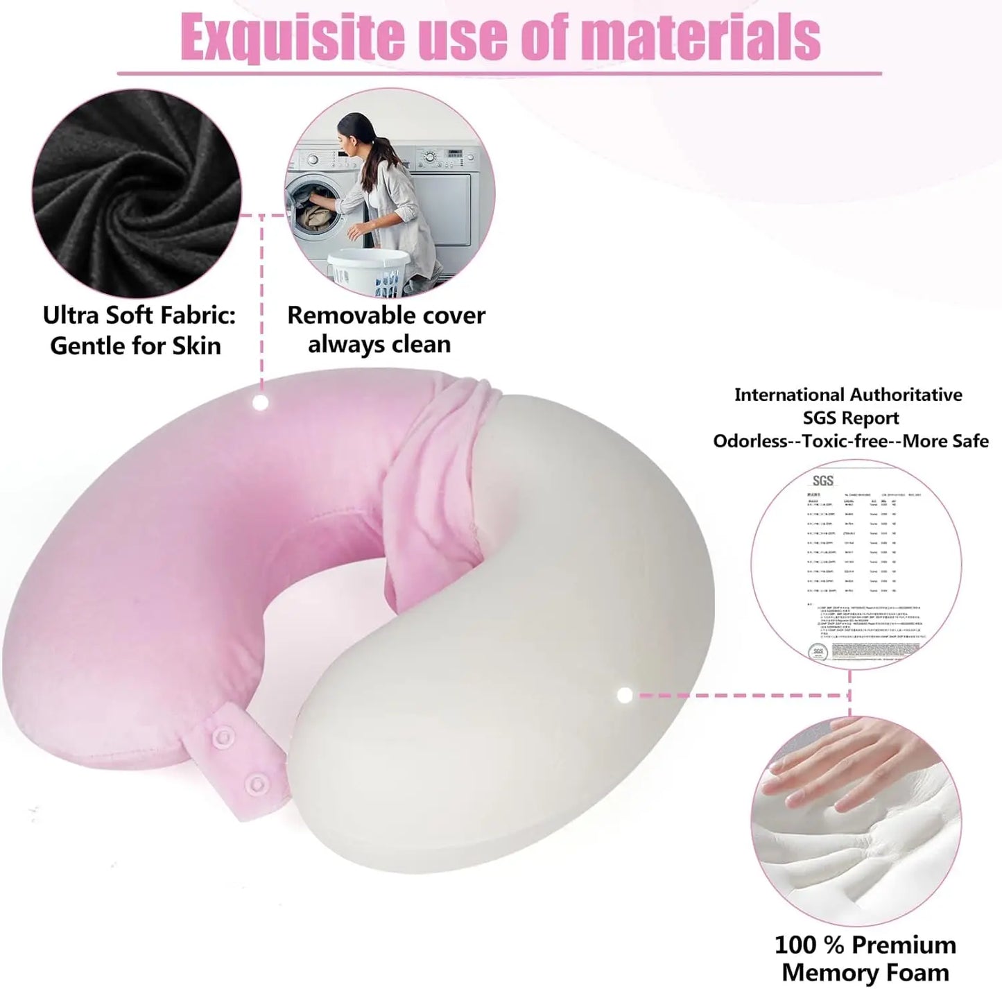 Memory Foam Neck Pillow Soft & Adjustable, Comfort Anywhere