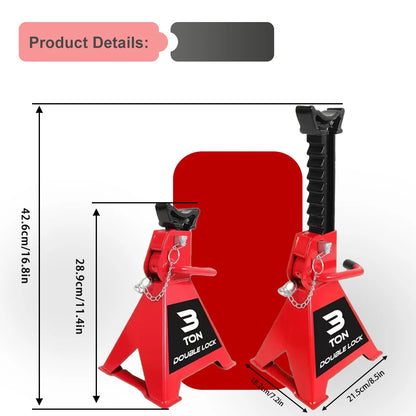 Double Locking 3 Ton Capacity Jack Stands