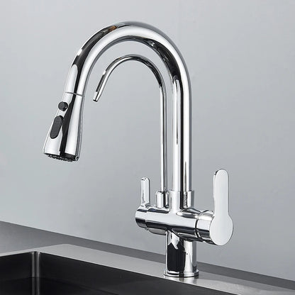 360 Rotation Pull Out Tap Kitchen Faucet With 3 Mode Water Pressure