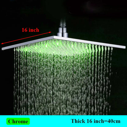 Stainless Steel LED-Light Rainfall Shower Head