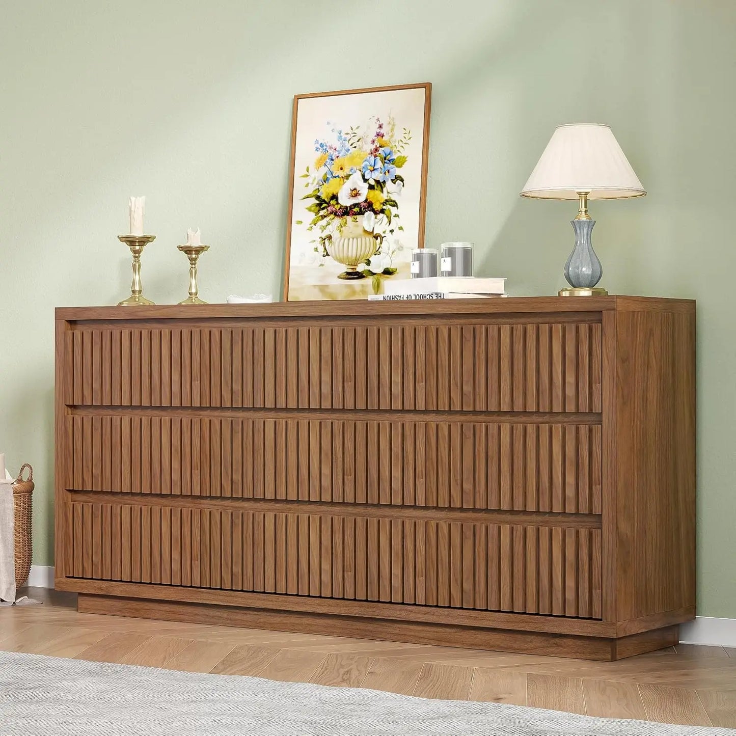 Fluted 9-Drawer Dresser Adds Vintage Charm, Storage & Style