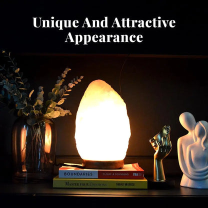 Extra Large Himalayan Pink Salt Lamp, 10-12 Inch Tall, Hand-Carved with Wooden Base & Dimmable Bulb