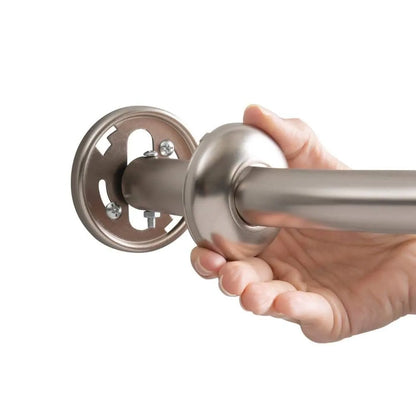 Adjustable curved shower rod that adds extra space