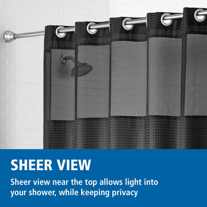 Easy Hang Fabric Shower Curtain with Built-in Rings, 70" x 74"