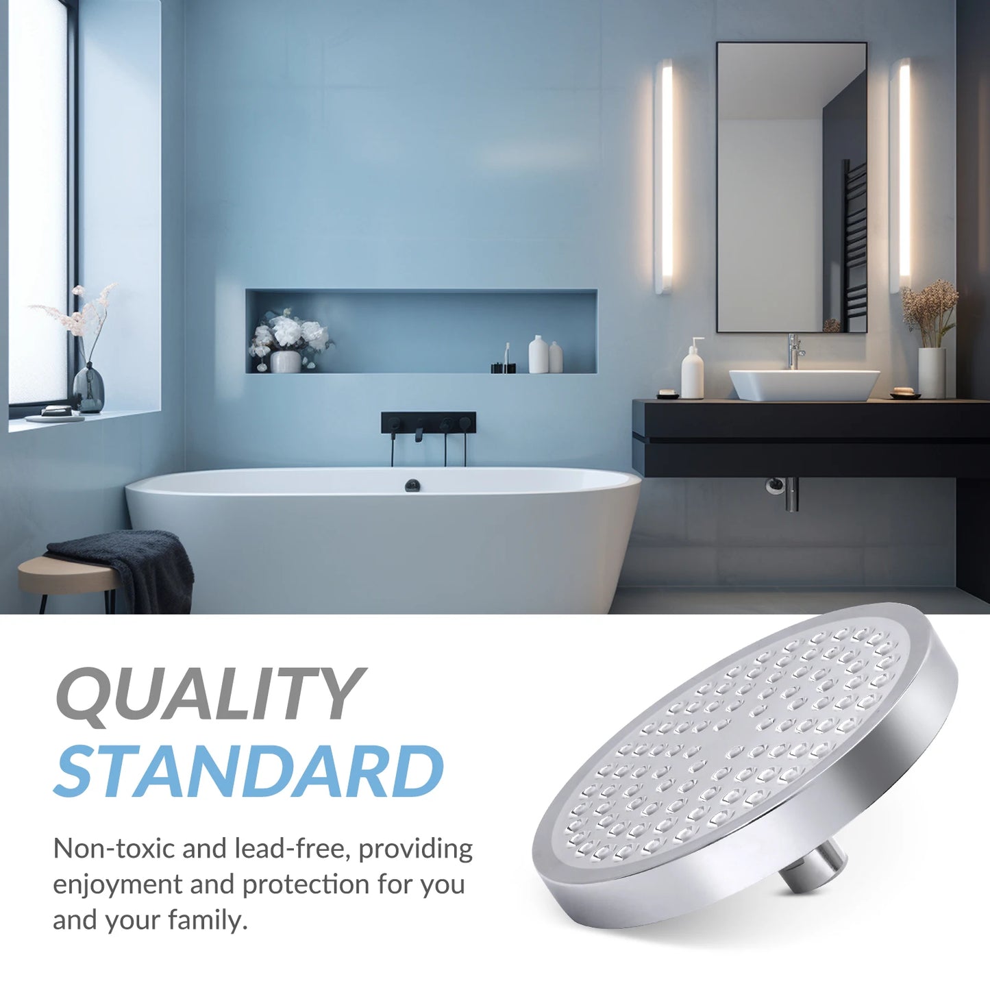 High Pressure Adjustable Stainless Steel Rainfall Shower Head