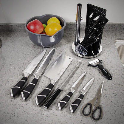 Stainless Steel Kitchen Knife Set With Sharpener