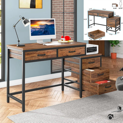 L-Shaped Computer Desk with 3 Drawers
