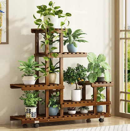 6 Tier Wood Plant Stand Indoor & Outdoor