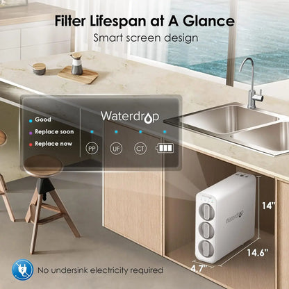 Under Sink Ultra-Filtration Water System, 3-Stage Tankless Water Filtration with Faucet