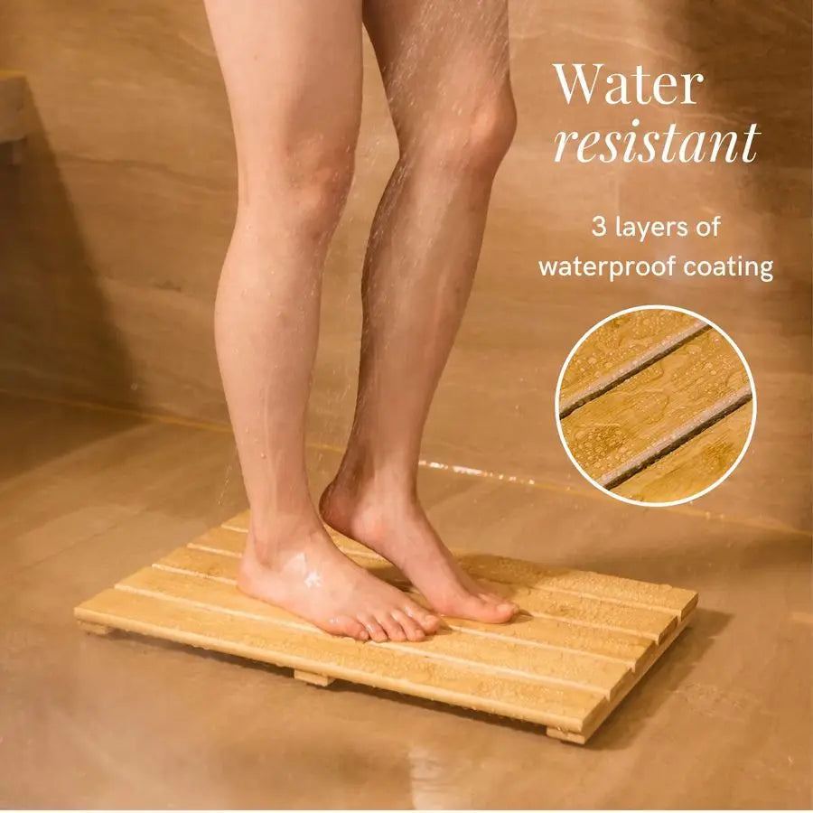 Elegant Spa-Inspired Natural Bamboo Bath or Sauna Mat