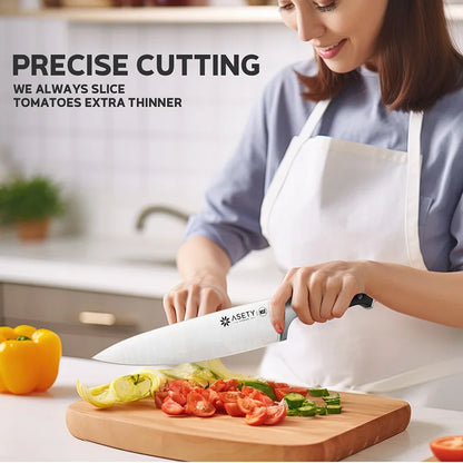15 PCS Stainless Steel Kitchen Knife Set With Built-in Knife Sharpener Block