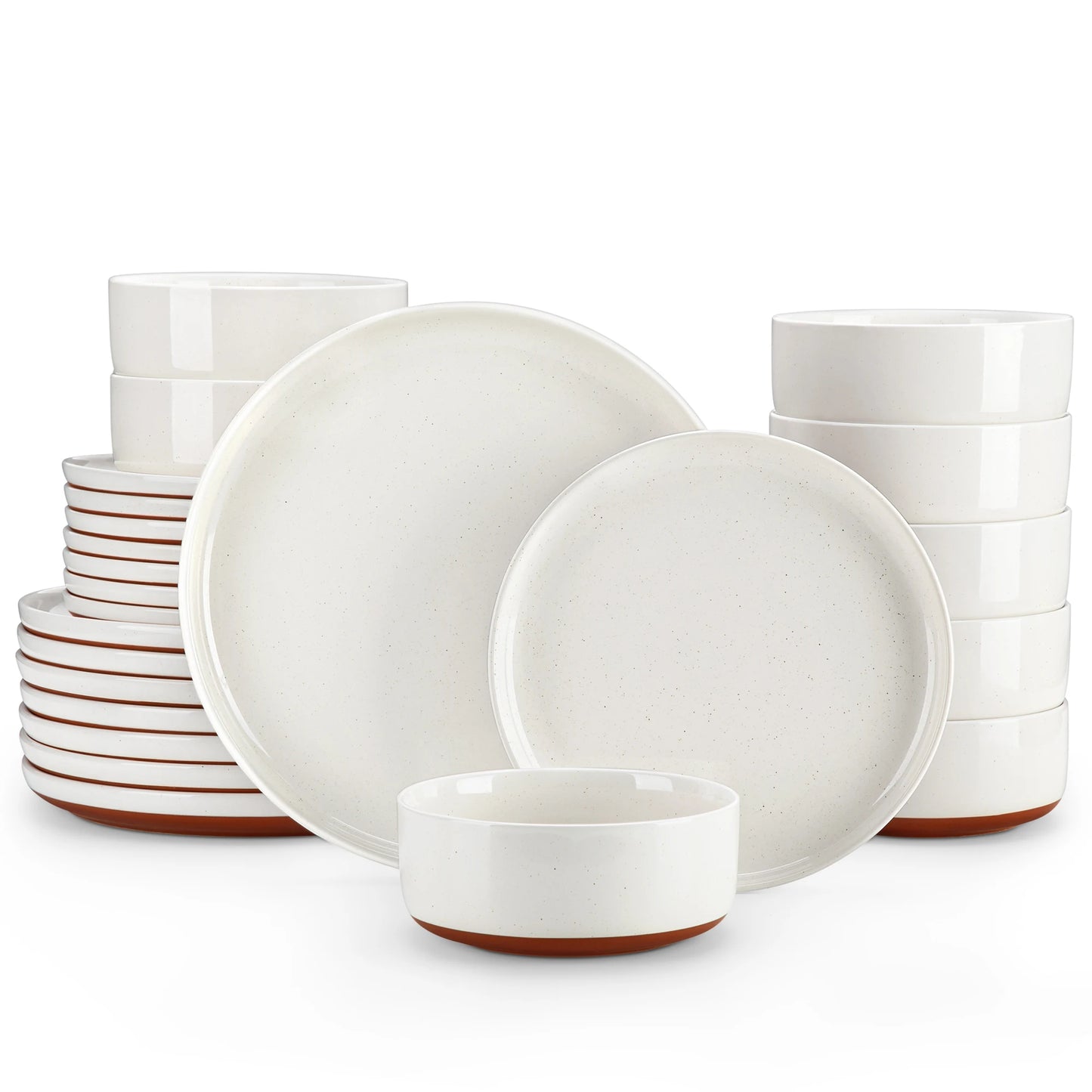 12/24 Pcs Dinnerware Set Stoneware Plates & Bowls