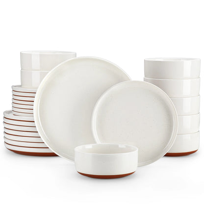 12/24 Pcs Dinnerware Set Stoneware Plates & Bowls