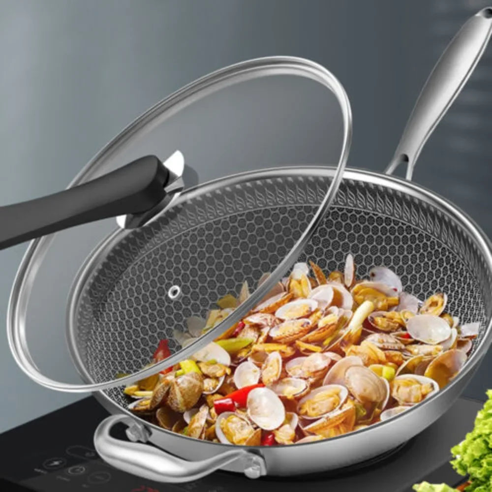 Stainless Steel Wok with Lid Simple Versatile Cooking