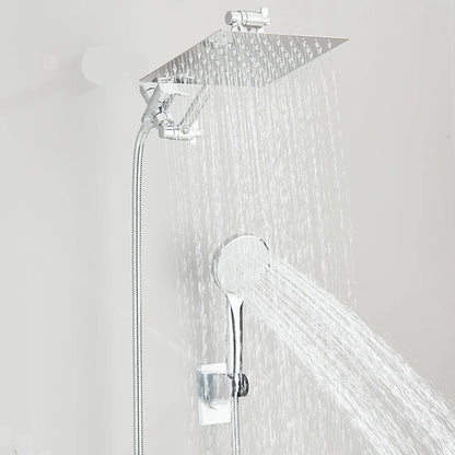Shower Head Combo 8-12Inch High Pressure Rain Shower Head with Adjustable Extension Arm, 3-way Handheld Shower Spray