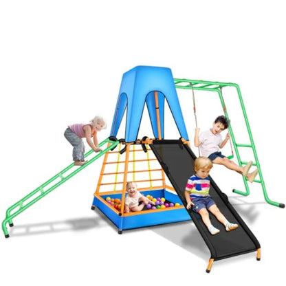 Outdoor Play Equipment with Swings, Slide, Climbing Ladder & Ball Pit