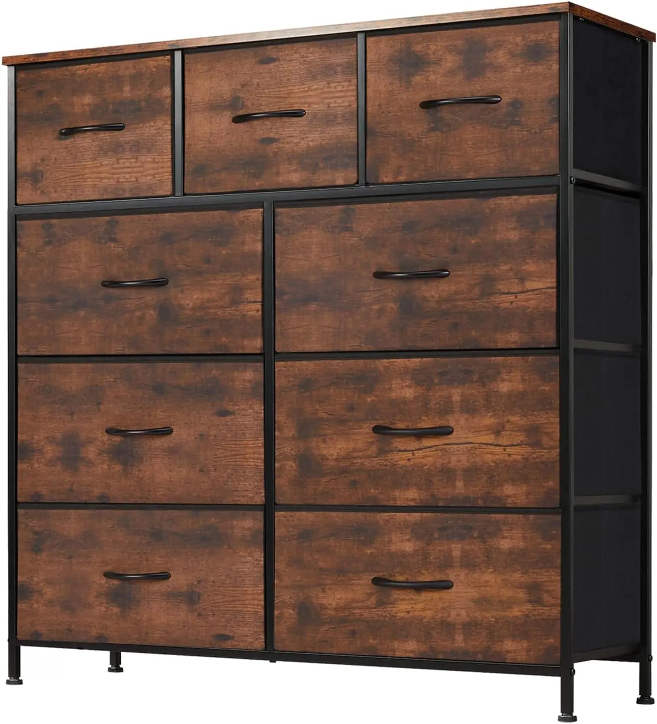 9 Drawer Dresser with Fabric Bins, Sturdy Metal Frame