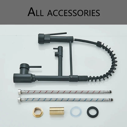 360 Rotation Kitchen Sink Faucet Pull Down Tap with Dual Spout