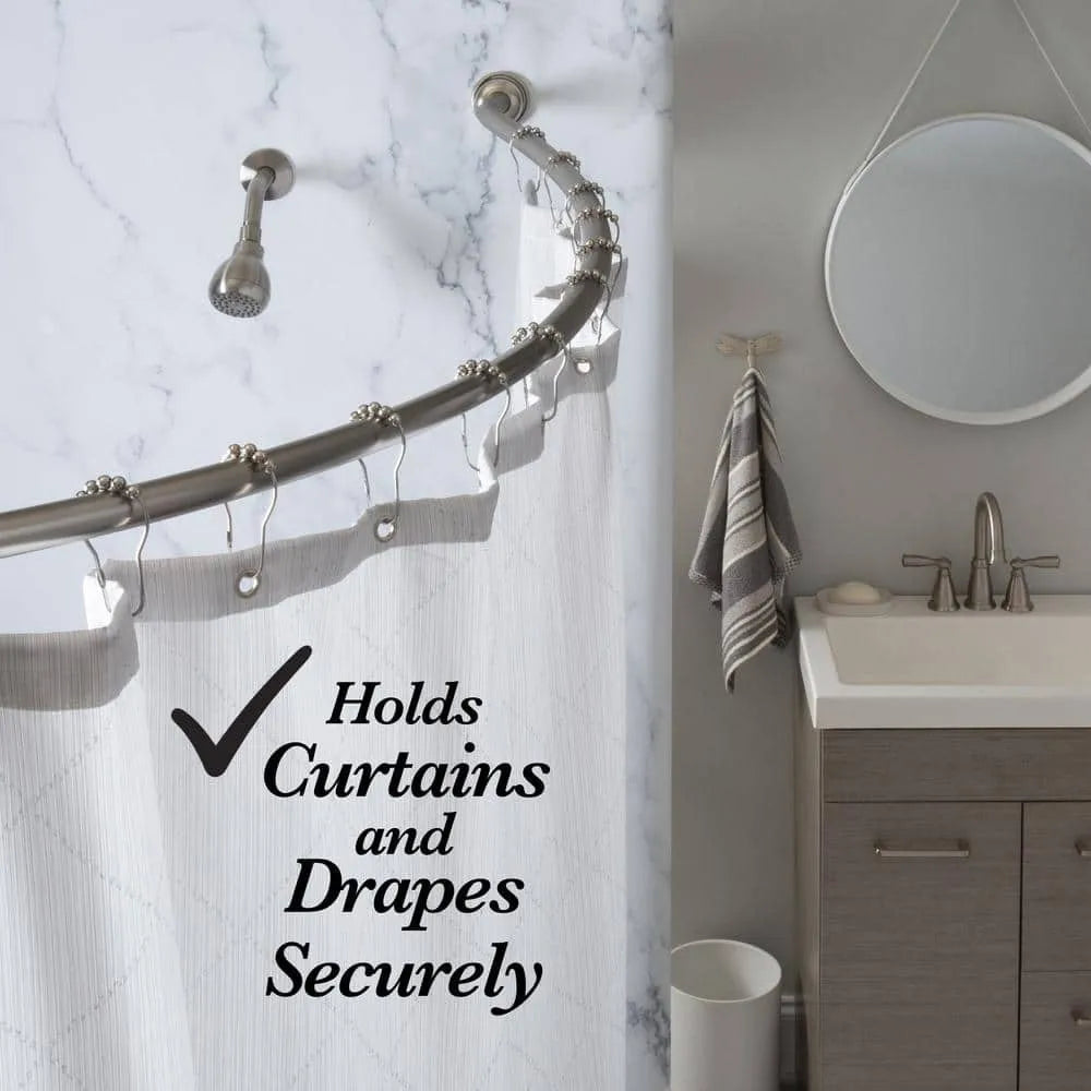 Adjustable curved shower rod that adds extra space