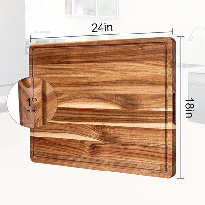 Reversable Extra Large Wood Cutting Board with Juice Groove, 24 x 18 x1.2 in