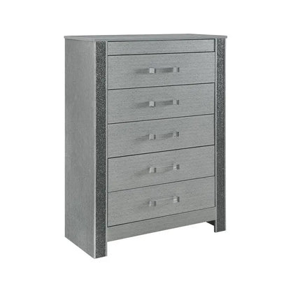 Modern Queen Bedroom Set with Sleek Silver Finish & Timeless Style
