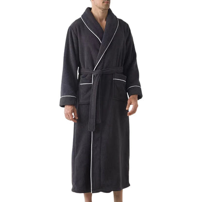 Luxurious Men's Cozy Plush Bathrobe with Long Sleeves and Belt
