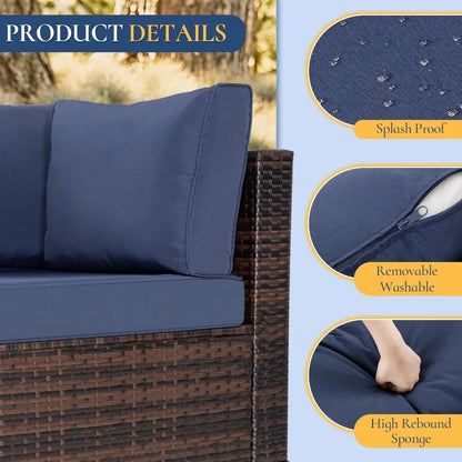 7 Piece Sectional Outdoor Wicker Patio Furniture Set & Coffee Table