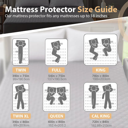 Soft, Waterproof, Noiseless Mattress Protector with Deep-Pocket Breathable Comfort