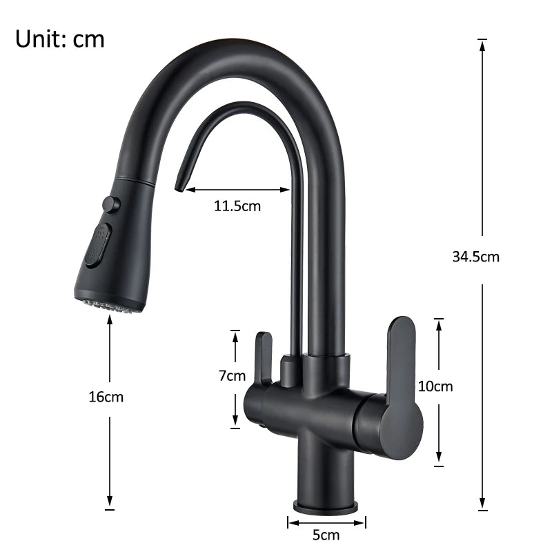 360 Rotation Pull Out Tap Kitchen Faucet With 3 Mode Water Pressure