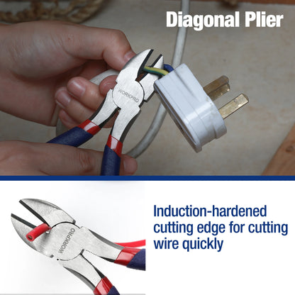 7-piece  Pliers Set with Groove Joint, Long Nose, Slip Joint, Linesman and Diagonal Pliers