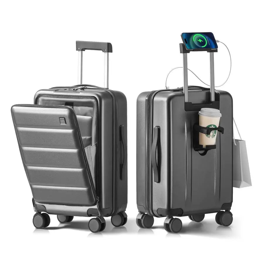 Streamline Hardshell Design Protects Your Belongings Front Pocket for Easy Access to Your Technology with Cup Holder, Charging Port