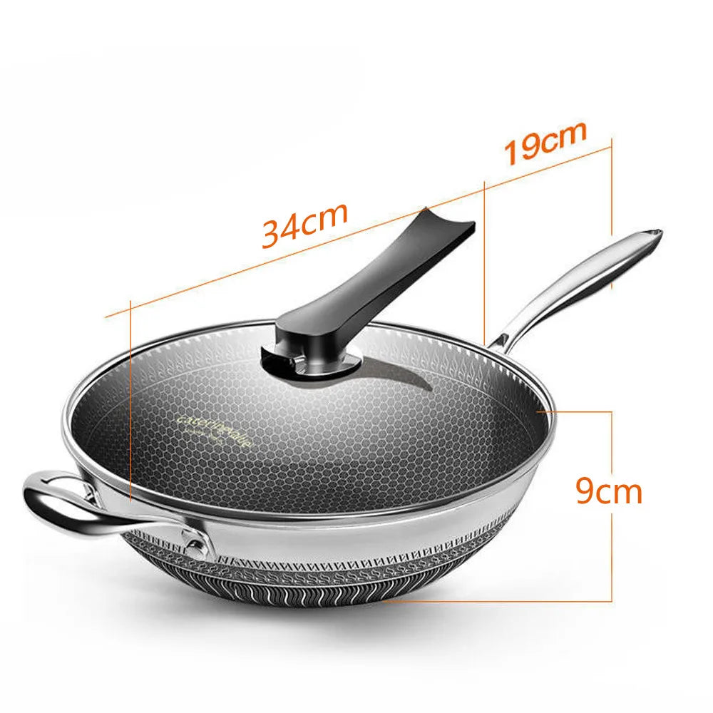 Stainless Steel Wok with Lid Simple Versatile Cooking