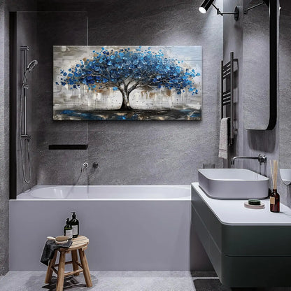 A panoramic abstract tree canvas that adds modern, stylish warmth to any living room, bedroom, or office