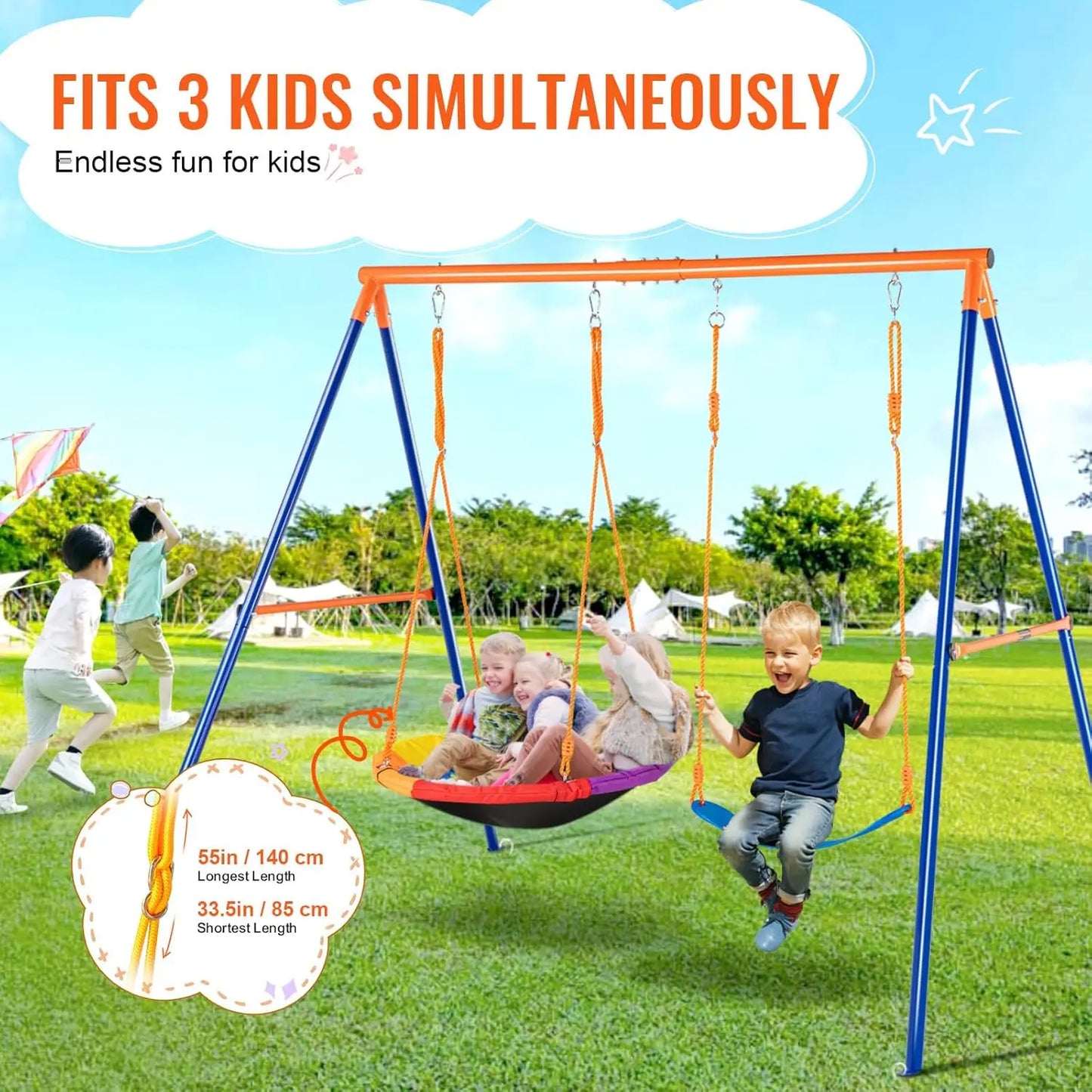 Heavy duty swing set that grows with your kids and their imagination