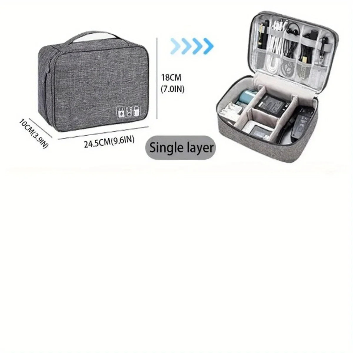 Travel Cable Organizer Case for USB Cables, Chargers, Plugs & Accessories