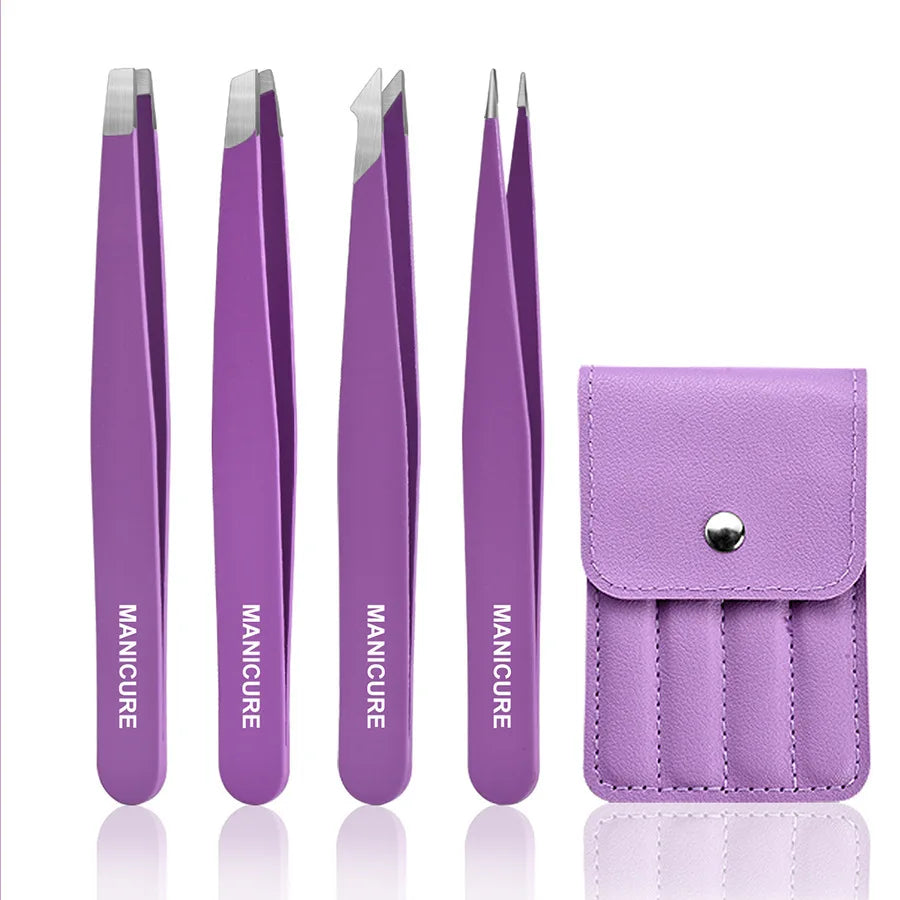 4-Piece Stainless Steel Tweezer Set