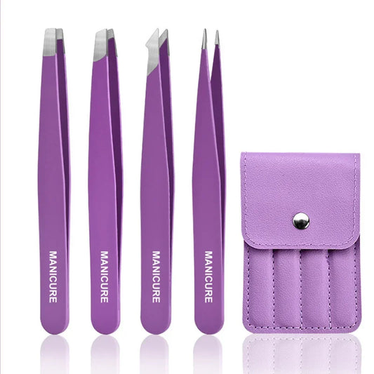4-Piece Stainless Steel Tweezer Set