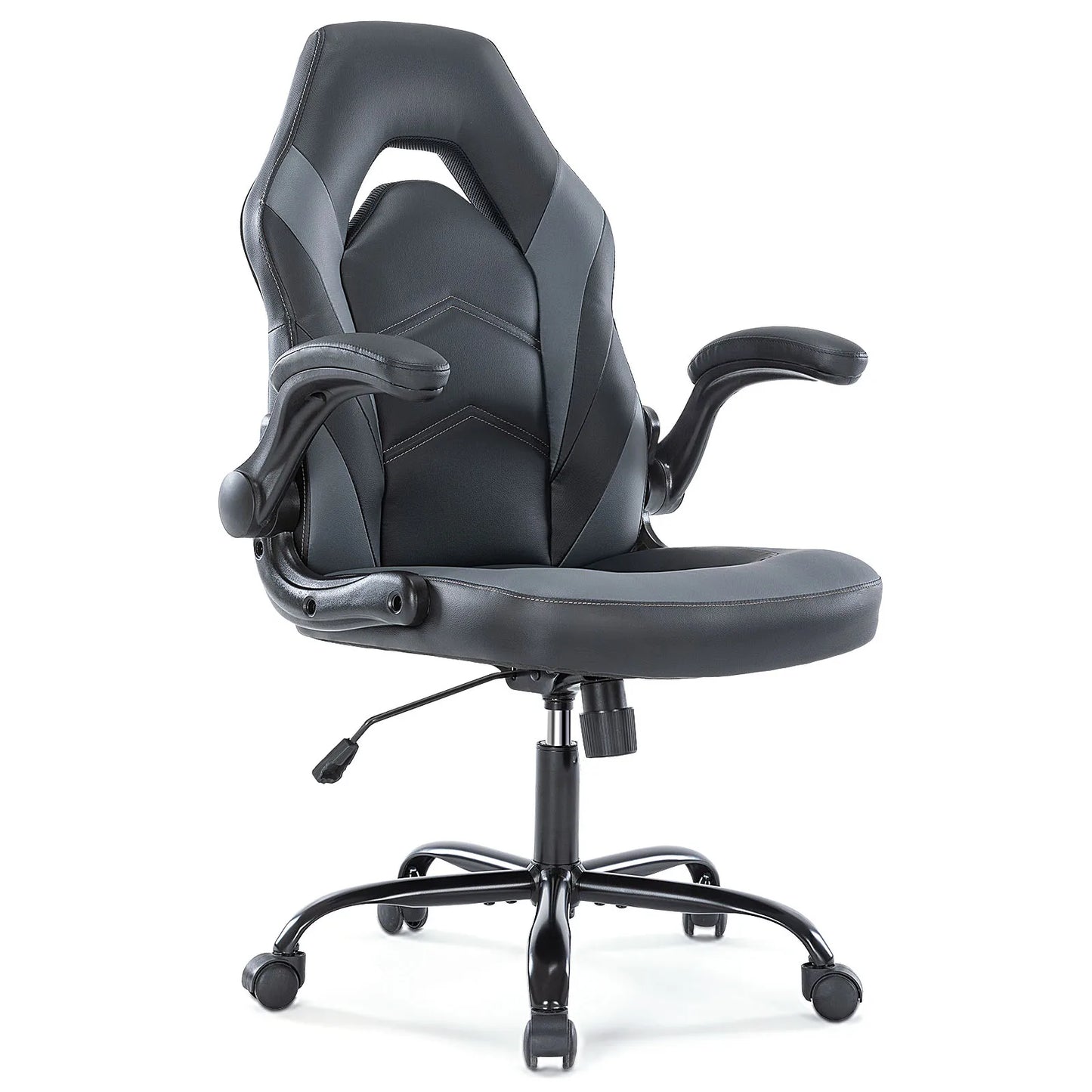 Comfortable Office Desk Chair, Leather Flip-up Armrests
