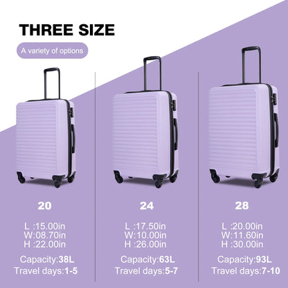 3 Piece Lightweight Hardshell Luggage Set with TSA Lock, Spinner Wheels
