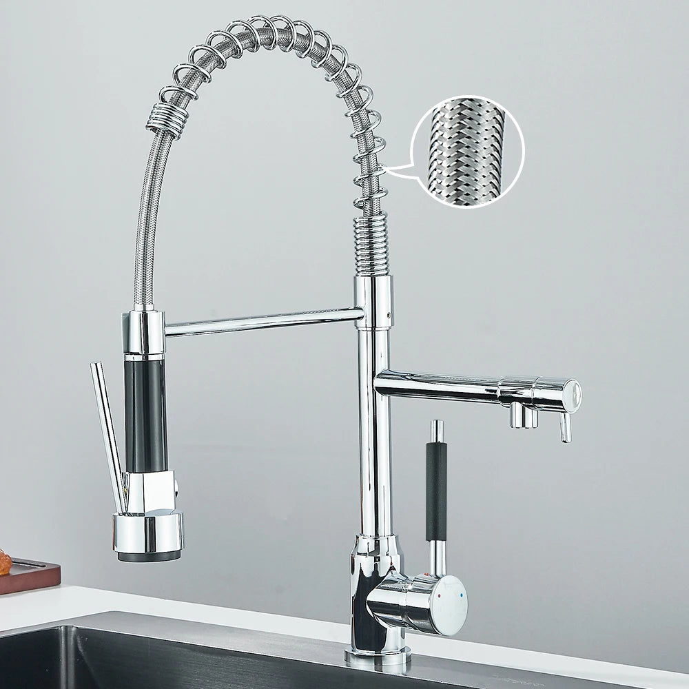 Pull Down Dual Spout Faucet Enhances Convenience, Style & Functionality