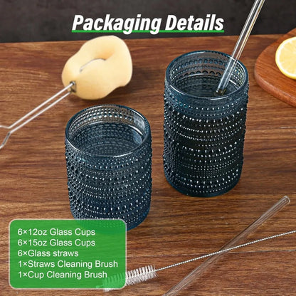 Timeless Blue Textured Glassware Set