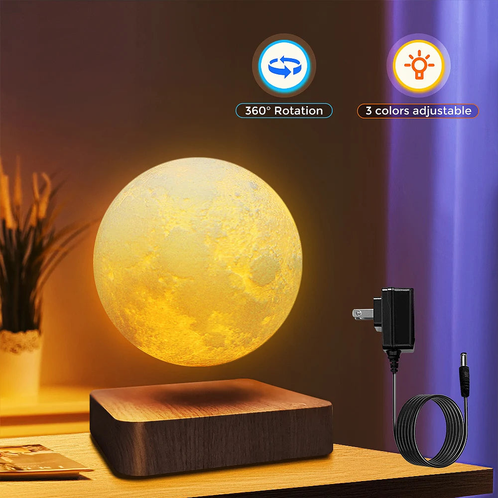 Magnetic Levitating Moon Table Lamp With 3 Lighting Modes