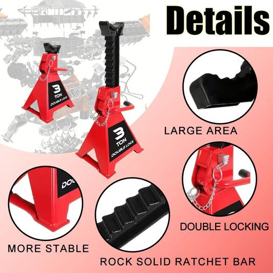 Double Locking 3 Ton Capacity Jack Stands