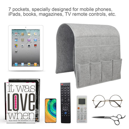 Couch Arm Caddy Stores Remotes & Essentials Within Reach