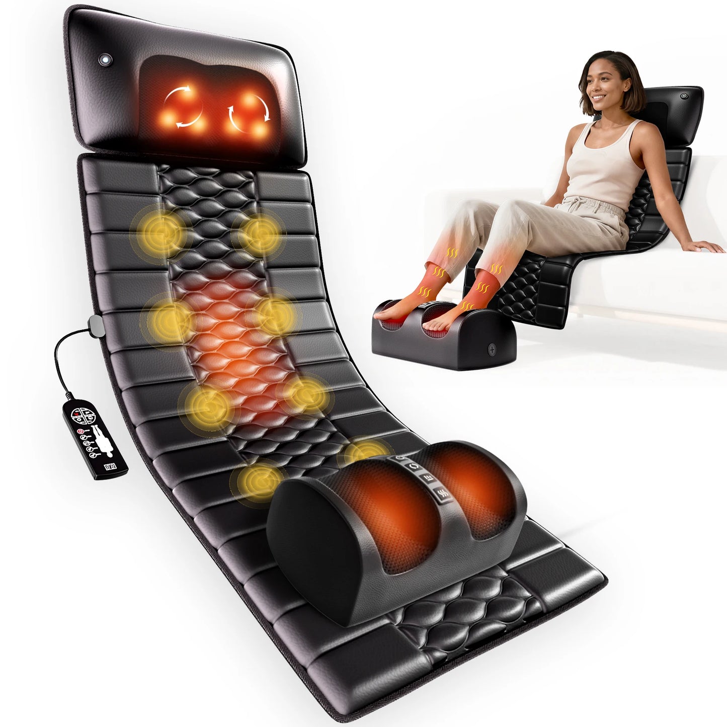 Shiatsu Massage Mat with Heat Melts Stress & Relaxes Your Entire Body