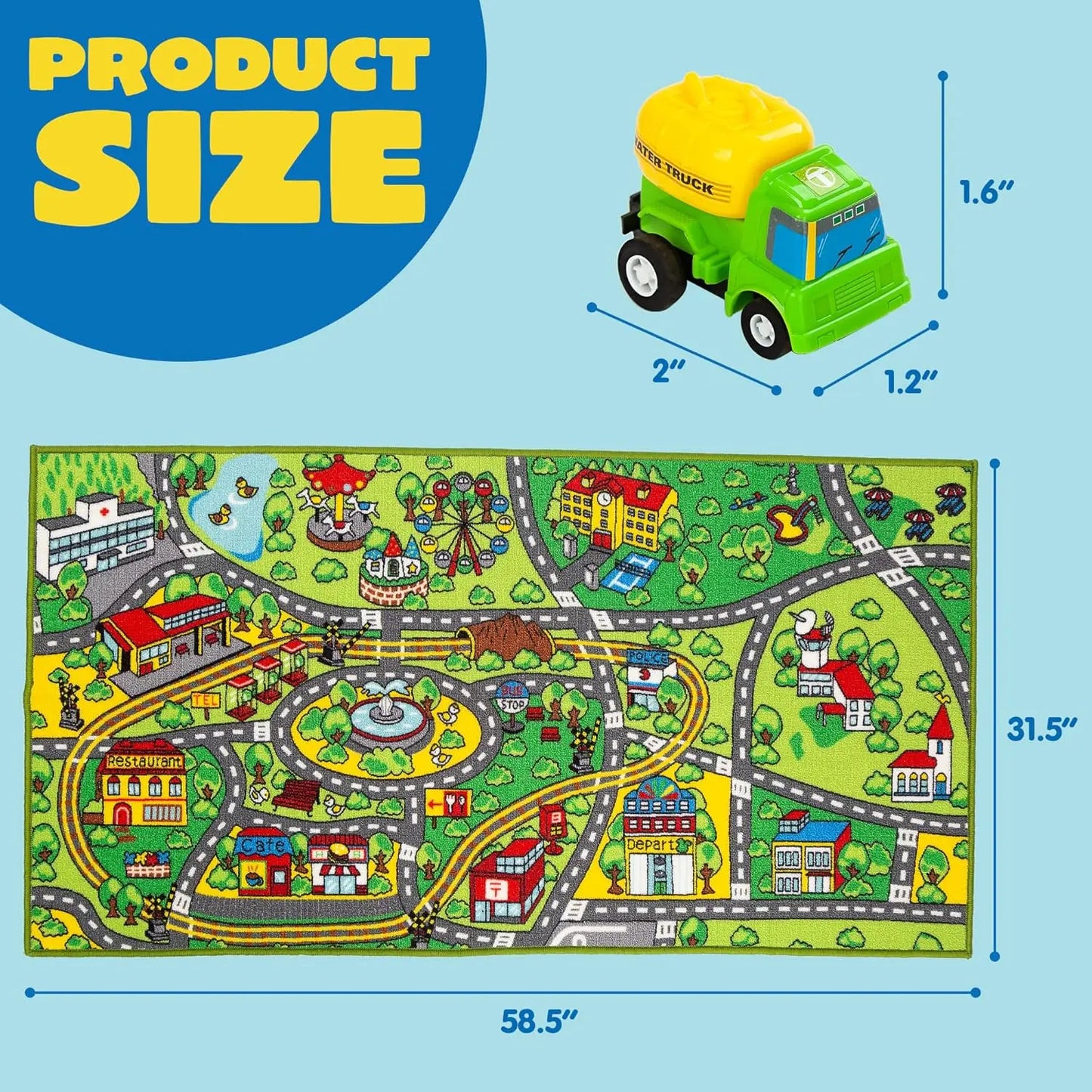 City Themed Playmat With 12  Vehicle Set for Kids Age 3+