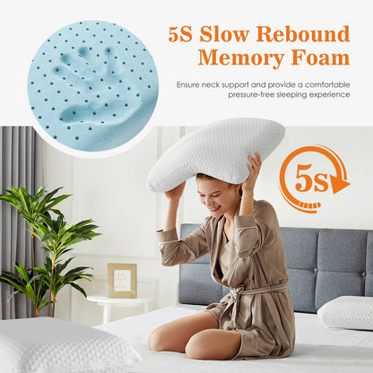 Standard Size Memory Foam Pillows Ventilated Cooling with Removable Washable Cover