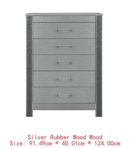 Modern Queen Bedroom Set with Sleek Silver Finish & Timeless Style