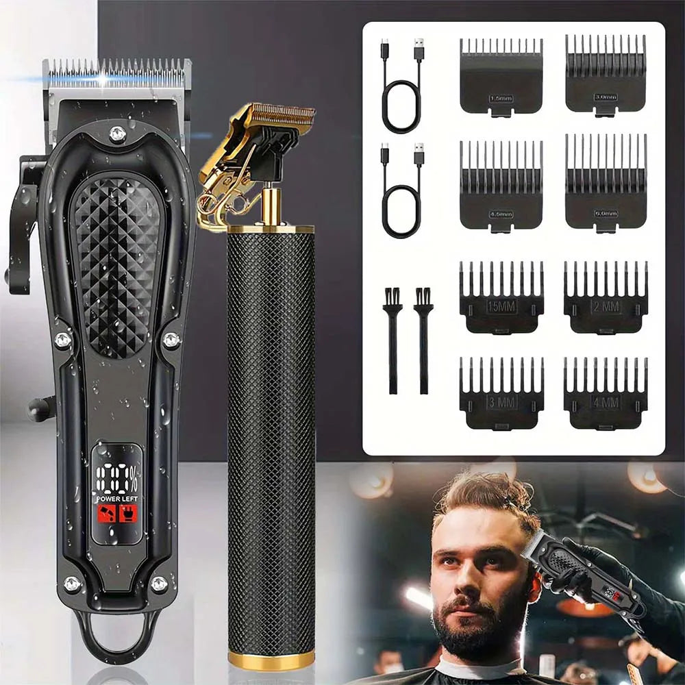 Professional Hair Clipper Kit for Men - Cordless Rechargeable
